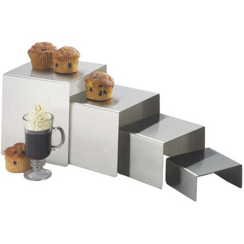 Cal Mil Stainless Steel Riser Set, 8 x 8 x 8 inch.