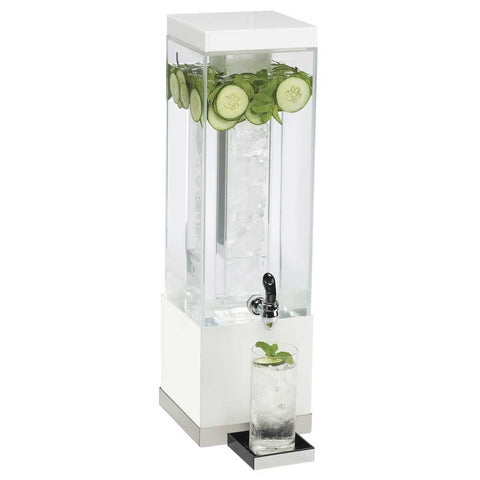 Cal Mil Stainless Steel Luxe Acrylic Beverage Dispenser with Ice Chamber, 7.75 x 7.75 x 25.75 inch.