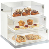 Cal Mil Luxe Three Step White Stainless Steel Trim Bread Case Display, 19 x 20 x 19 inch.