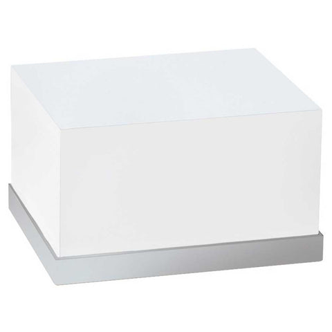 Cal Mil Luxe White Stainless Steel Trim Rectangular Riser, 12 x 10 x 6.5 inch.