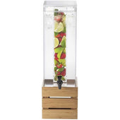 Cal Mil Bamboo Crate Acrylic Beverage Dispenser with Infusion Chamber, 8 x 8 x 25.5 inch.
