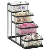 Cal Mil Black Coffee and Tea Condiment Stair Step, 9 x 18 x 17 inch.