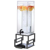 Cal Mil Black Union Square Beverage Dispenser with Ice Chamber, 8.5 x 9 x 23.5 inch.