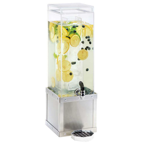 Cal Mil Urban Stainless Steel Beverage Dispenser with Ice Chamber, 8 x 8 x 24 inch.