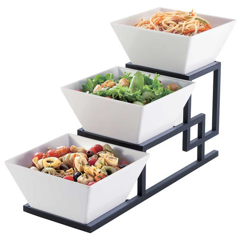 Cal Mil Union 3 Step Square Bowl Display, 6.5 x 19 x 12 inch.