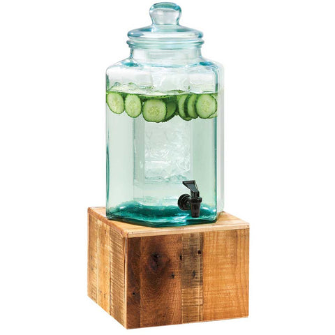 Cal Mil Madera Glass Beverage Dispenser with Ice Chamber, 10.75 x 11.5 x 22.75 inch.