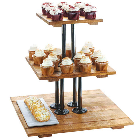 Cal Mil Madera 3 Tier Riser Display, 20.75 x 20.75 x 20 inch.
