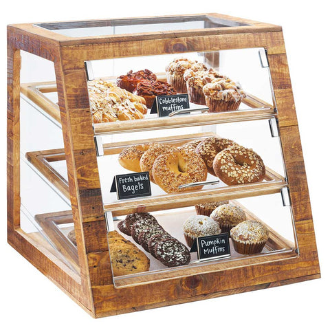 Cal Mil Madera Slanted 3 Tier Bakery Display Case, 21 x 21.5 x 21.5 inch.
