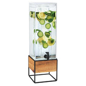Cal Mil Madera Acrylic Beverage Dispenser with Ice Chamber, 8 x 8 x 25.5 inch.