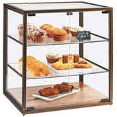 Cal Mil Square 3 Tray Vintage Bakery Case with Wood Base, 21 x 17 x 23.25 inch.