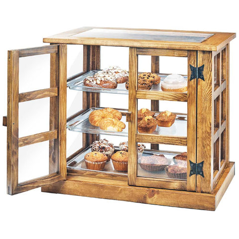 Cal Mil Madera 13 x 18 inch 3 Tray Paneled Bakery Case, 17 x 25 x 23 inch.