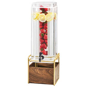 Cal Mil Brass Mid Century Square Beverage Dispenser with Ice Chamber, 8.25 x 10 x 24 inch.