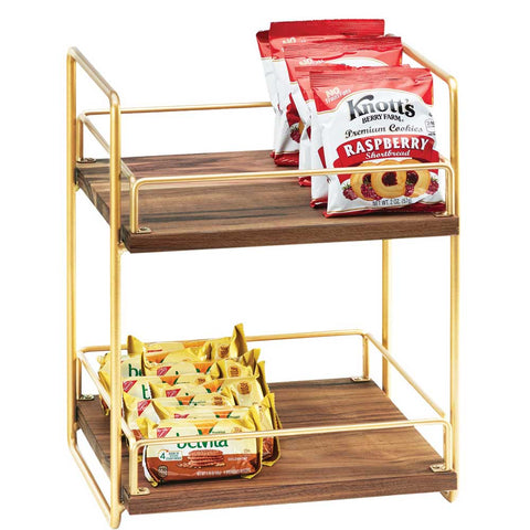 Cal Mil Brass 2 Tier Mid Century Merchandiser, 13 x 12 x 16.5 inch.