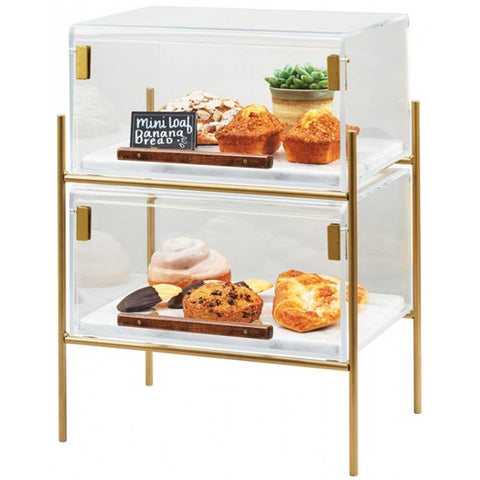 Cal Mil Brass Mid Century Pastry Case, 19.5 x 13.5 x 18 inch.