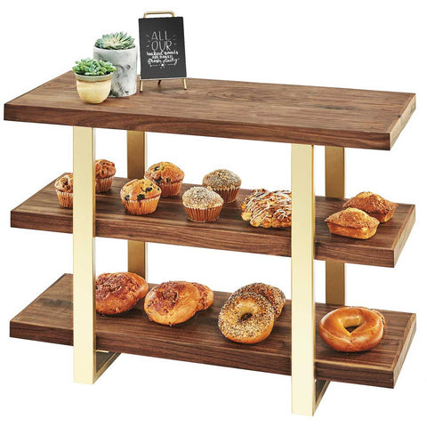 Cal Mil Brass 3 Tier Mid Century Frame Riser, 32 x 13.5 x 25.5 inch.