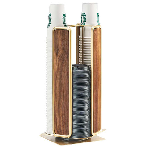 Cal Mil Brass Mid Century Revolving Cup and Lid Dispenser, 8.25 x 8.25 x 18 inch.