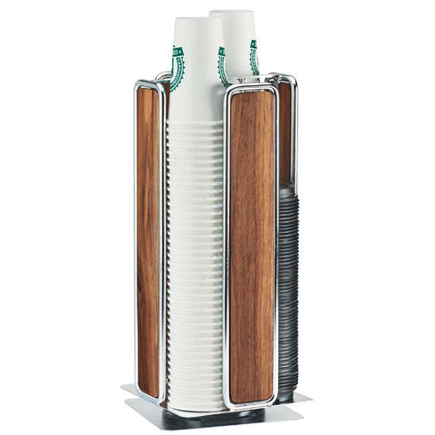 Cal Mil Chrome Mid Century Revolving Cup and Lid Dispenser, 8.25 x 8.25 x 18 inch.