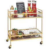 Cal Mil Brass Mid Century Beverage Cart, 27 x 16 x 36 inch.