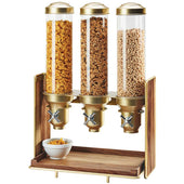 Cal Mil Mid Brass Century 3 Section Cereal Dispenser, 19.5 x 12 x 28.5 inch.