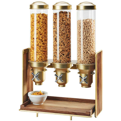 Cal Mil Mid Brass Century 3 Section Cereal Dispenser, 19.5 x 12 x 28.5 inch.