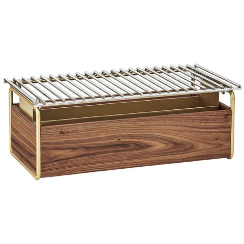 Cal Mil Mid Century Chafer Alternative with Brass Grill, 22 x 12 x 7.5 inch.