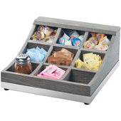 Cal Mil Oak Ashwood Gray 9 Section Condiment Display, 13 x 13.5 x 6.125 inch.
