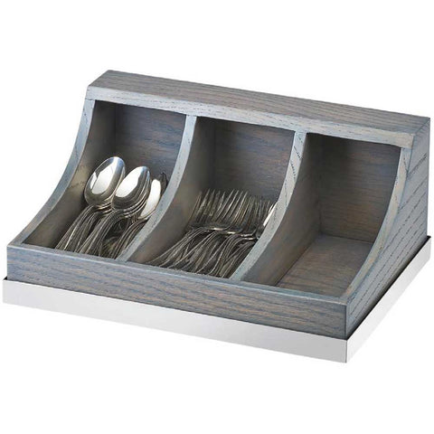 Cal Mil Oak Ashwood Gray 3 Section Flatware Organizer, 13.75 x 10 x 6 inch.
