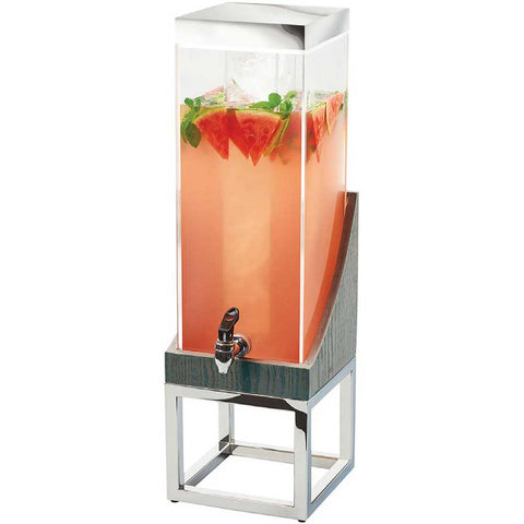 Cal Mil Oak Ashwood Gray Square Acrylic Ice Chamber Beverage Dispenser, 8 x 8 x 26 inch.