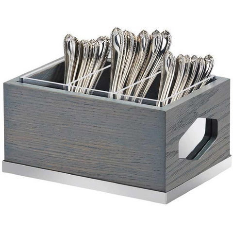 Cal Mil Oak Ashwood Gray Flatware Display, 9.5 x 6.75 x 4.75 inch.