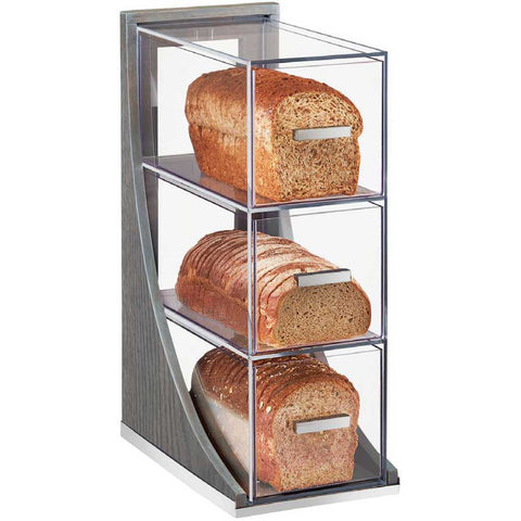 Cal Mil Oak Ashwood Gray 3 Tier Bread Case, 6.5 x 13 x 20.25 inch.