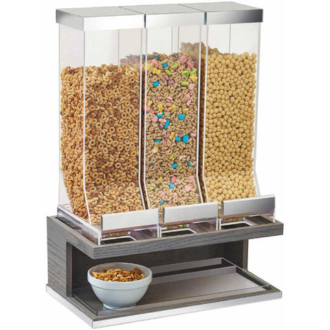 Cal Mil Oak Ashwood Gray 3 Section Cereal Dispenser, 17.5 x 9.5 x 24 inch.