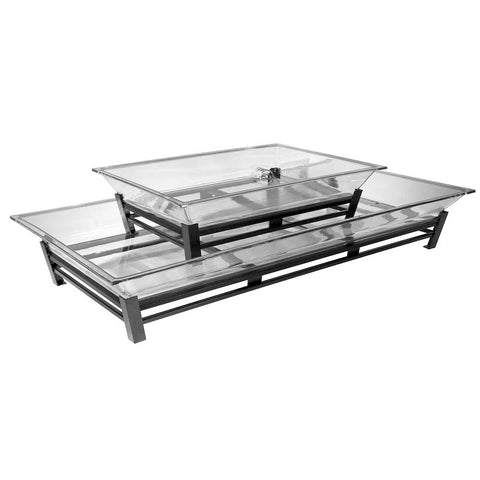 Cal Mil Black 2 Tier Metal Ice Carving Pedestal, 24 x 48 x 12.5 inch.