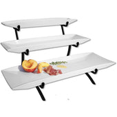 Cal Mil Black Prestige Porcelain 3 Tier Platter Display, 22 x 12 x 12 inch.