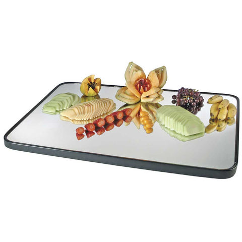 Cal Mil Rectangle Mirror Tray with Black Trim, 24 x 18 x 1 inch.