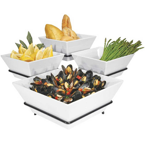 Cal Mil Melamine 4 Bowl Square Display, 11 x 22 x 8 inch.