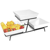 Cal Mil Black Melamine 2 Tier 3 Bowl Display, 9 x 25 x 11 inch.