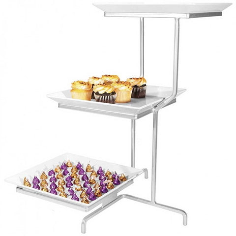 Cal Mil Black Melamine Offset 3 Tier Square Display, 16 x 22 x 26 inch.