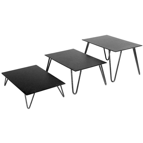 Cal Mil Black V Leg Rectangular Metal Riser Set.