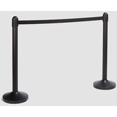 American Metalcraft Black Nylon Tape Matte Post and Base Barrier System, 15 inch Dia Base.