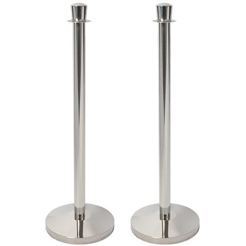 American Metalcraft Metal Chrome Rope Barrier System Set, 12 1/2 inch Dia x 37 1/4 inch Height.
