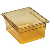 H Pan Half Size Food Storage Pan, Amber, 10 7/16 x 12 3/4 inch -- 6 per case.