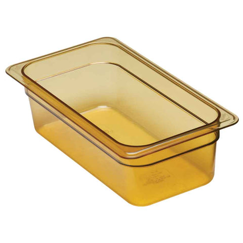 H Pan One Third Size Food Storage Pan, Amber, 6 15/16 x 12 3/4 inch -- 6 per case