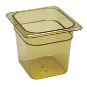 H Pan One Sixth Size Food Storage Pan, Amber, 6 3/8 x 6 15/16 x 6 inch -- 6 per case