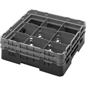 Cambro Camrack Polypropylene Black Full Size 9 Compartment Glass Rack, 5 1/4 inch -- 4 per case.
