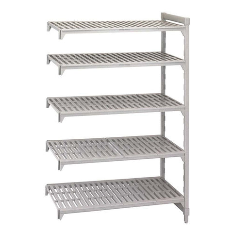 Cambro Brushed Graphite Basics Plus 5 Shelf Add-On Units Vented Shelves, 18 x 36 x 84 inch.