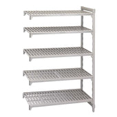 Cambro Brushed Graphite Basics Plus 5 Shelf Add-On Units Vented Shelves with 4 Vented Plus 1 Solid, 18 x 36 x 84 inch.