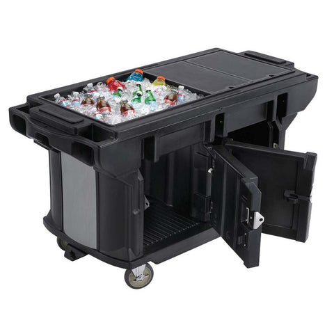 Cambro Ultra Series Black Versa Work Table with Storage and Standard Casters, 6 Feet.
