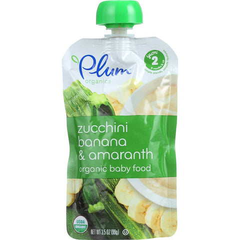 Plum Organics Second Blends Zucchini Banana and Amaranth Baby Food, 3.5 Ounce -- 6 per case.