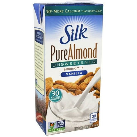 Silk Vanilla Unsweetened Pure Almond, 32 Fluid Ounce -- 6 per case.