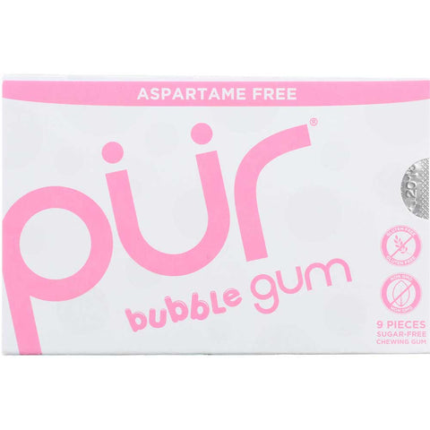 Pur Bubble Gum Sugarfree Chewing Gum, 9 count per pack -- 12 per case.